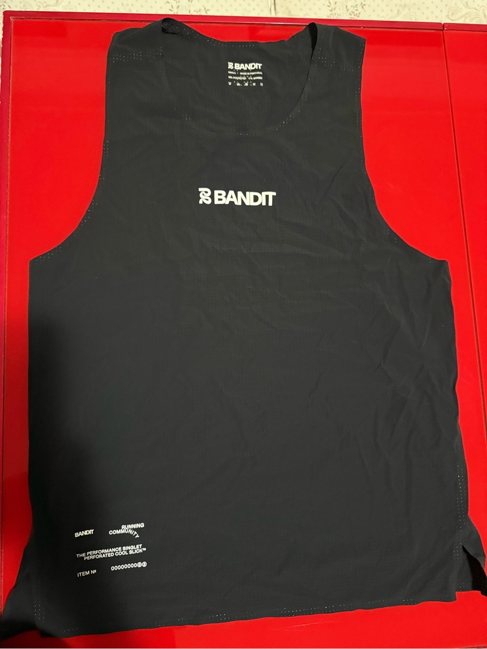 Bandit Running Black Perforated Cool Slick Performance Singlet Tank Size S